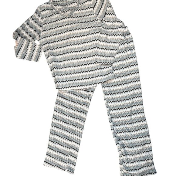 Hotel Spa Women's Pajama Set Chevron Print Cozy Retro‎ Inspired Lounge wear - Picture 2 of 5